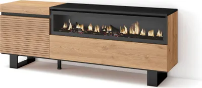 Immagine prodotto di COZY Mobile TV Soggiorno, 150x35x57cm, Per TV fino a 65, Camino elettrico, Rovere