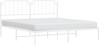 Produktbild von vidaXL Bettgestell mit Kopfteil Metall Weiß 183x213 cm