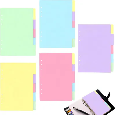 Image de Classeur à anneaux A5, 25 feuilles, 6 trous, 5 couleurs, pour carnets