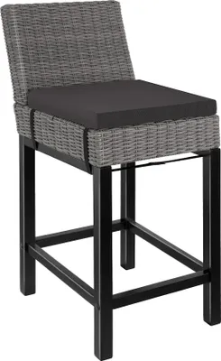 Produktbild von tectake® Rattan Barstuhl Latina mit Aluminiumgestell inklusive Sitzpolster, 45 x 62,5 x 99 cm