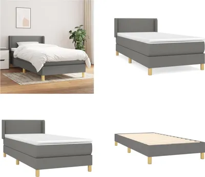 Produktbild von vidaXL Boxspringbett mit Matratze Dunkelgrau 80x200 cm Stoff - Boxspringbett - Boxspringbetten - Bett - Schlafzimmermöbel