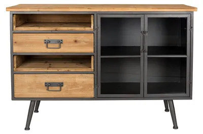 Produktbild von White Label Living Damian, Eisen, MDF-Platten, Gehärtetes Glas, Holz, 60 kg, Damian, 1130 mm, 400 mm, 750 mm