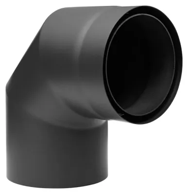Produktbild von Raik Izoker Rauchrohrbogen 150mm schwarz doppelwandig 90° ohne Tür für Rauchrohr / Ofenrohr
