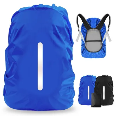 Immagine prodotto di Copertura impermeabile per zaino XL, da 56 a 70 litri, confezione da 2 pezzi, colore nero e blu reale