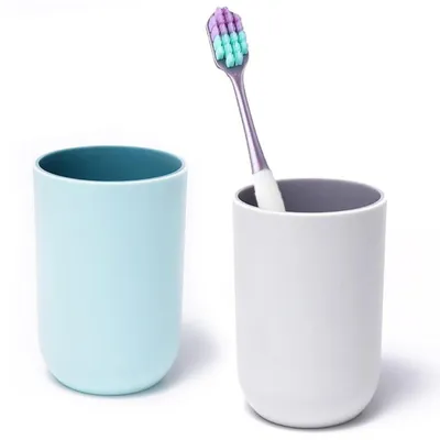 Produktbild von Zahnputzbecher 2 Stück Kunststoff Grau Blau