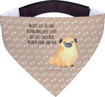 Produktbild von Mr. & Mrs. Panda Bandana Mops - Hundeglück - Geschenk, Halstuch Für Hunde, Sprüche, Hund, Dreieckstuch, Liebe, Hundehalstuch, Knuffig, Hals Tuch, Pure