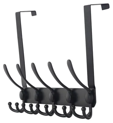 Produktbild von Türgarderobe zum Einhängen Edelstahl mit 5 Dreifachhaken Schwarz 43,2 x 24,1 x 9,1 cm