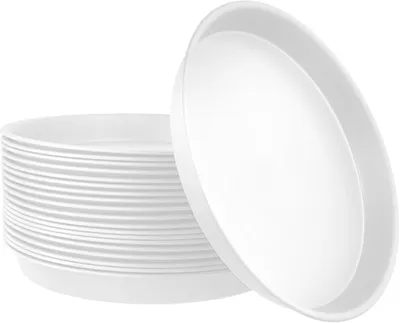 Imagen del producto de Juego de 20 platillos para macetas, de 30 cm de diámetro, fabricados en plástico blanco, para plantas
