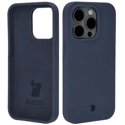 Produktbild von Silikon Handyhülle für iPhone 15 Pro, Bizon Soft Case, Dunkelblau