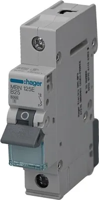 Produktbild von HAGER MCB Leitungsschutzschalter 6kA 1P B25A MBN125E