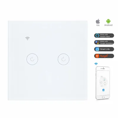 Produktbild von B00C 2-Gang WLAN Touch Lichtschalter – Intelligenter Smart Home Wandschalter, 802.11 b/g/n, Glas Touchpanel, App-Steuerung