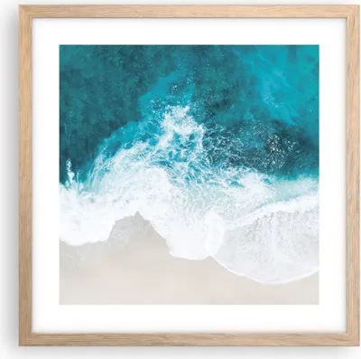 Produktbild von Gerahmtes Poster - Rahmen in heller Eiche - Luftaufnahmen Strand Welle - 40x40 cm - Wand Bild - Wanddeko - Wandbilder - Kunstposter - Wandposter - Bilderrahmen - Bilder - Kunstdruck - P2NAC40x40-4686