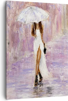 Produktbild von Bild auf Leinwand - Leinwandbild - Einteilig - Frau Regenschirm - 50x70cm - Wand Bild - Wanddeko - Wandbilder - Leinwanddruck - Kunstdruck - Wanddekoration - Leinwand bilder - Wandbild - PA50x70-3822