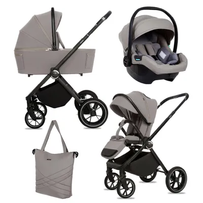 Zdjęcie produktu dla BabyLux® Wózek Dziecięcy 3w1 GAVIA Spacerówka Gondola Lekki Składany Zestaw, Fotelik Samochodowy I-Size, 4 Pozycje Oparcia, Torba do Przewijania i inne Akcesoria, 0-22kg (0-4 lata), UV 50+