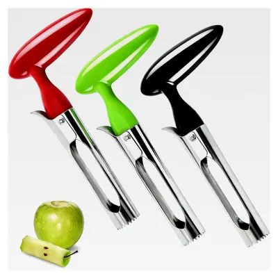 Produktbild von 3-teiliges Apfelentkerner-Set aus Edelstahl – Apfelausstecher mit gezackter Klinge und ABS-Griff, universell für Äpfel, Birnen und Paprika