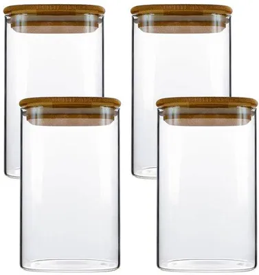 Productafbeelding van Set van 4 Luchtdichte Opslagpotten met Deksel, 1000 ml