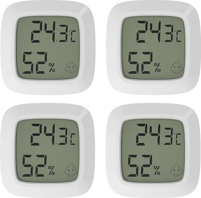 Obrázek produktu pro 4X Mini LCD digitální teploměr Vlhkoměr Přesný monitor vlhkosti Stolní nástěnný magnetický termo-vlhkoměr pro dětský pokoj Obývací pokoj Kancelářská lednice