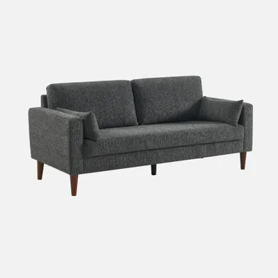 Produktbild von sweeek - 3-Sitzer Sofa mit Heveaholz und Chenille-Bezug - Dunkelgrau