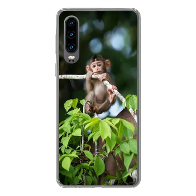 Produktbild von MuchoWow® Handyhülle Schutzhülle Hülle für Huawei P30 Baby - Affe - Äste Silikon Softcase Handy Hülle - Kartenbesitzer