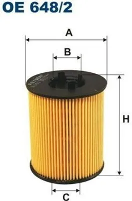 Produktbild von FILTRON Ölfilter OE 648/2 Filtereinsatz, Höhe 79,5 mm, Außendurchmesser 62 mm