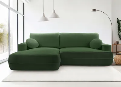 Image de AX LIVING Canapé d'angle avec fonction sommeil Vert Peoni largeur 267 cm élégant G
