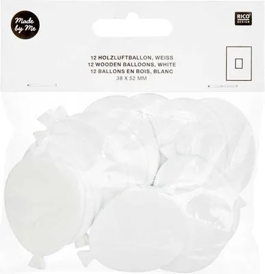 Image de 12 ballons blancs en bois - 52 mm