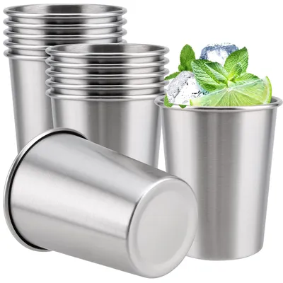 12er-Set Edelstahlbecher 260 ml stapelbar unzerbrechlich