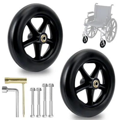 Imagen del producto de TRANKIELO® - Ruedas traseras sólidas de 200 mm - Antideslizantes, con amortiguación - Ideales para sillas de ruedas y andadores