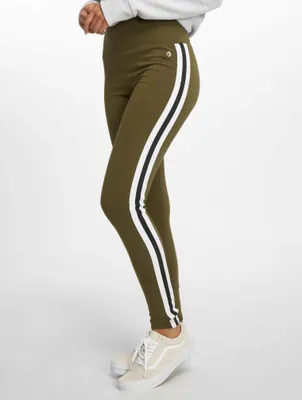 Produktbild von Urban Classics Damen Leggings Villamontes figurbetont mit Kontraststreifen olive S