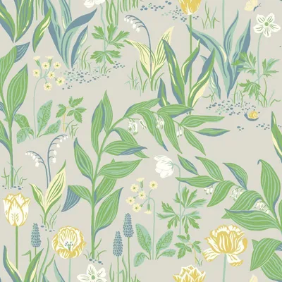 Obrázek produktu pro Borastapeter Tapeta taupe květinyZelená - 660425 - 53 cm x 10,05 m
