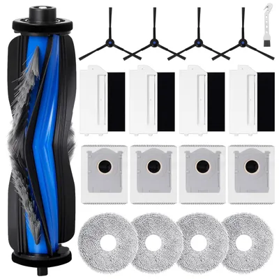 Zubehörset für Saugroboter, 1 Hauptbürste, 4 Seitenbürsten, 4 Filter, 4 Tücher