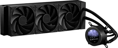 Obrázek produktu pro Vodní chlazení CPU AIO – radiátor 360 mm – ventilátory PWM 3x 120 mm – LCD displej 53 mm – max. 2200 ot./min – kompatibilní s Intel 115X/1366/2011/1200/1700 a AMD AM4/AM5