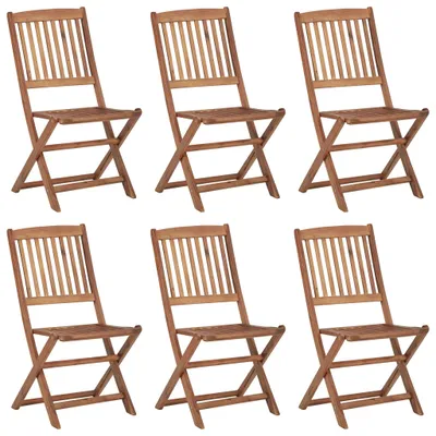 Image de vidaXL Chaises de jardin pliantes 6 pièces avec coussins en bois massif d'acacia