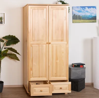 Produktbild von Kleiderschrank Massivholz natur 013 - Abmessung 190 x 80 x 60 cm (H x B x T)