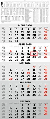 Produktbild von 5-Monatskalender 2026 - Büro-Kalender 30x58 cm (geöffnet)