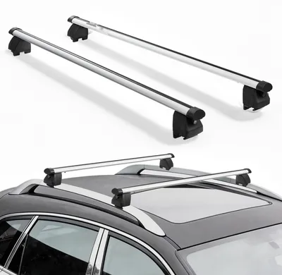 Immagine prodotto di Barre portatutto per auto e SUV - Set universale da 2 barre - Portata 90 kg - Lunghezza 120 cm - Alluminio - Per portabiciclette, box da tetto e bagagli