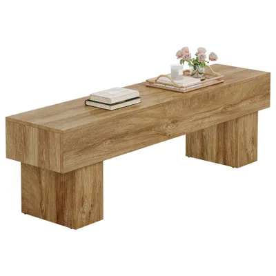 Zdjęcie produktu dla Ławka do przedpokoju Tribesigns 160 cm, rustykalna ławka do łóżka, drewniana ławka na buty do przedpokoju, salonu, na koniec łóżka, jasnobrązowa