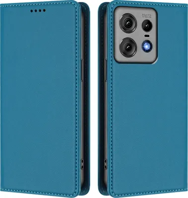 Immagine prodotto di Custodia in pelle per Motorola Edge 50 Pro, custodia flip magnetica in Finto cuoio con supporto Lake blu