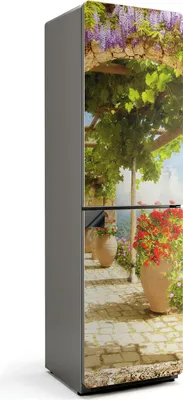 Produktbild von Ein bezaubernder Garten mit Blumen – Magnetische Kühlschrank Abdeckung – Dekorfolie magnetisch Küche – Kühlschrank Magnet Deko – selbstklebende Magnettafel – Magnetfolie für Kühlschranktür – 60x205 cm