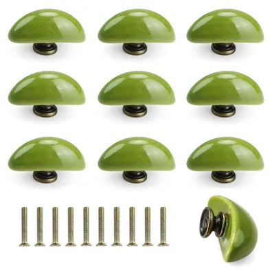 Produktbild von Set mit 10 Vintage-Keramik-Möbelschraubenknäufe mit Schrauben