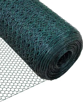 Obrázek produktu pro Šestihranné pletivo na králíky z kuřecího drátu šířka 25 mm | výška 100 cm | délka 50 m | zelené pletivo potažené PVC