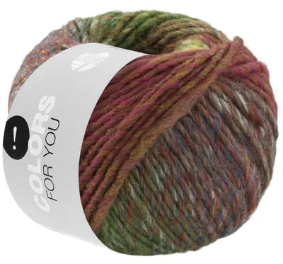 Produktbild von Lana Grossa COLORS FOR YOU 50 g voluminöses Dochtgarn mit Farbverlauf 90 m Farbe 157 - Orange/Zartblau/Limette/Dunkelgrün/Oliv/Graugrün/Fuchsia
