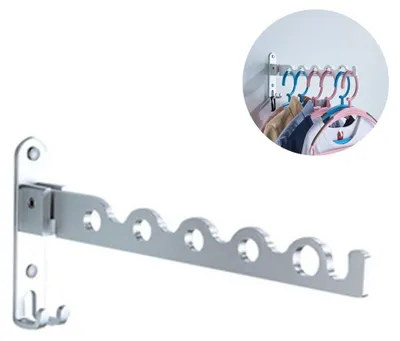 Produktbild von Wäscheständer, klappbar, Wandmontage, Wäscheständer für Waschküche, Wandaufhänger für Kleidung, Wäscheständer aus Edelstahl, Wandmontage