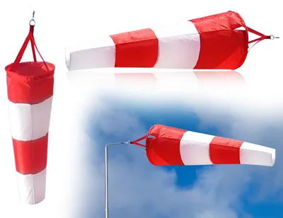 Windsack 80 cm, rot-weiß, Polyester, Windrichtungsanzeiger