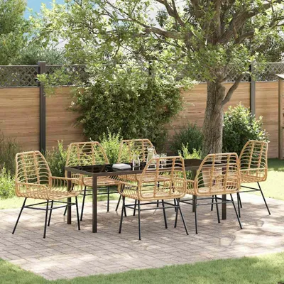 Image de Mobilier d'extérieur exclusif - Ensemble de jardin pour 7 personnes, couleur marron, en résine tressée