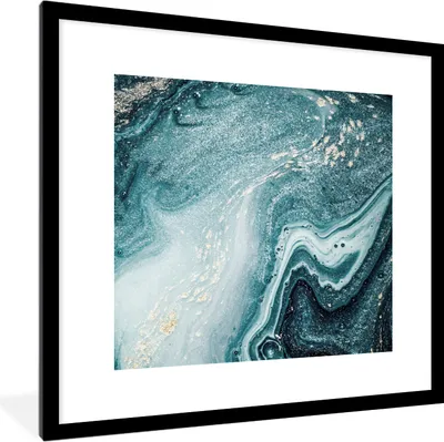 Produktbild von MuchoWow® MuchoWow® Gerahmtes Poster Edelsteine - Blau - Natur - Marmor - Abstrakt 40x40 cm - Poster mit zchwarzem Bilderrahmen - Poster - Plakat im Rahmen