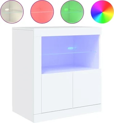 Image de vidaXL vidaXL - Sideboard - avec - éclairage LED - 60.5x37x67 - cm - blanc