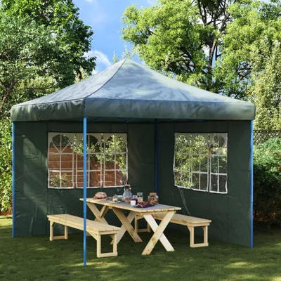 Imagen del producto de Maison Exclusive - 2 paneles laterales para carpa de fiesta, con ventana, de polietileno (PE), color verde