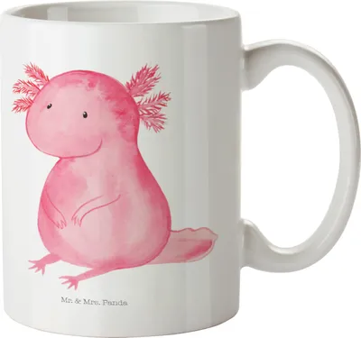 Produktbild von Mr. & Mrs. Panda Kinderbecher Axolotl Niedlich - Weiß - Geschenk, Henkelbecher, Freundin, Pott, Liebe, Axolot, Haferl, Kindertasse, Weisheit, Lebensweisheit