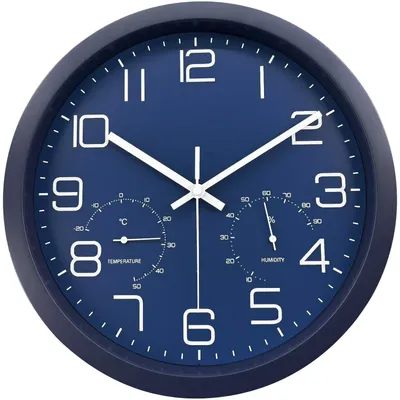 Wanduhr modern 12 Zoll, batteriebetrieben, leise, blau